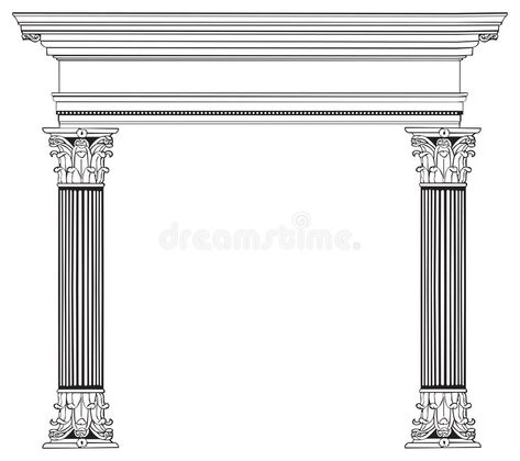 Greek Arch, Arch Illustration, Greek Columns, Architecture Design Concept, Ancient Architecture, Traditional House, Digital Illustration, Concept Design, Stock Images Free