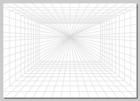 Drawing One Point Perspective and free one point perspective grid for printing Perspective Template, Point Perspective Room, One Point Perspective Room, One Point Perspective Drawing, 1 Point Perspective Drawing, Room Template, Perspective Grid, Interior Perspective, Perspective Room