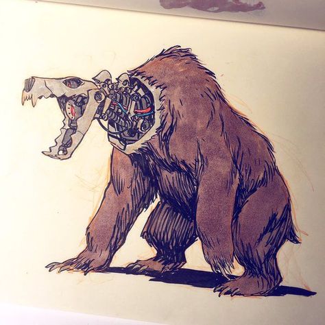 Cyborg brown bear. Jake Parker, Robot Animal, Graphisches Design, Arte Robot, Creature Drawings, Robot Art, Robot Design, Robots Concept, Robot Concept Art