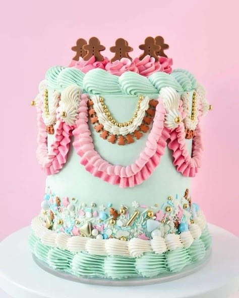 Thanksgiving Birthday Cake, Cake Decor Ideas, Lambeth Cake, Bolo Vintage, Christmas Cake Designs, Ideas Navidad, Baking Inspiration, Baking Party, Gingerbread Cake