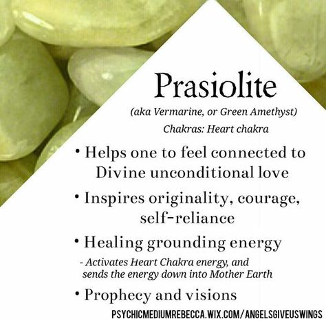 Green Amethyst Meaning, Prasiolite Crystal Meaning, Prehnite Crystal Meaning, Prasiolite Crystal, Crystal Magick, Crystal Power, Gemstone Properties, Crystals Healing Properties, Spiritual Crystals