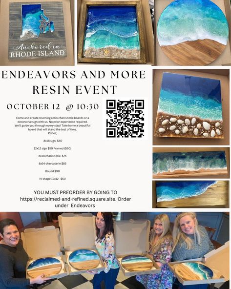 Come out and create a gorgeous resin sign or charcuterie board Endeavors and More! Charcuterie Board, Rhode Island, Decorative Signs, You Must, Frame, 10 Things, Quick Saves