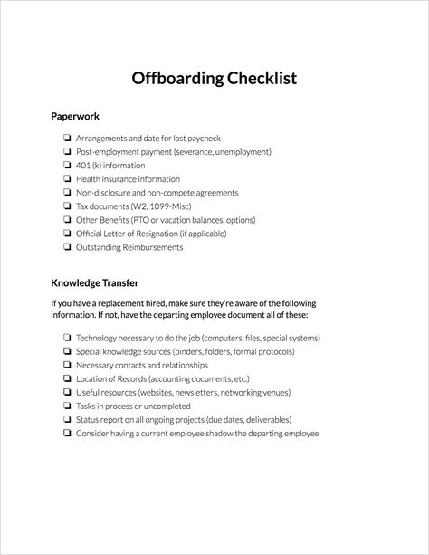 Offboarding Checklist | ClickTime Offboarding Checklist, Human Resources Career, Free Printable Grocery List, Tutoring Flyer, Grocery Checklist, Shopping List Template, Printable Grocery List, Power Of Attorney Form, Official Letter