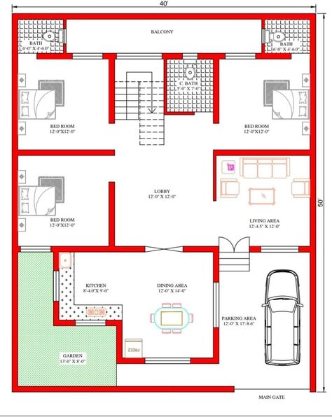 40 Most Beautiful House Plan Ideas - Engineering Discoveries Home Naksha House Design, 40x50 House Plans Layout, 40x50 House Plans, House Plans Layout, House Plan Ideas, 20x40 House Plans, 2bhk House Plan, Three Bedroom House Plan, House Plans With Photos