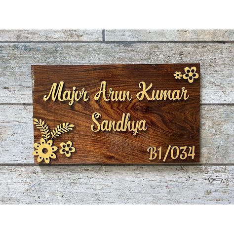 Wooden Engraved Name Plates, Naming Board For House, Home Name Board Design, Entrance Name Plate Design For Flat, Simple Name Plates For Home, Wooden Name Board For Home, Name Board For Home Indian, Wooden Name Plates For Home Diy, Indian Name Plates For Home Doors