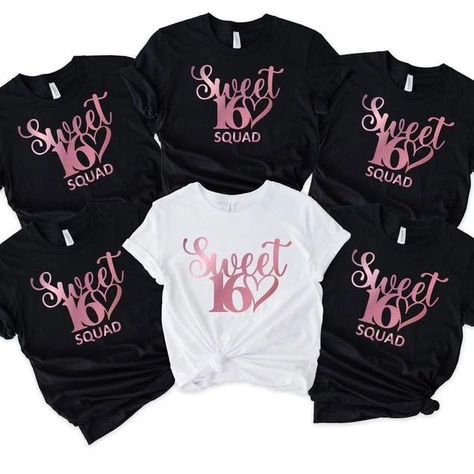 Sweet 16 Birthday Shirt, Sweet 16 Squad Tees, 16th Birthday Shirt, Sweet 16 Gift, 16th Birthday Shirt, 16th Birthday Gift, Birthday Party Tees 👉Click to buy from Etsy Shop :🛒 http://www.EpicFashionUs.etsy.com/listing/1506575970/sweet-16-birthday-shirtsweet-16-squad 📌Store Link in Bio Welcome to EpicFashionUS! Its great to see you here! We prioritize one thing here and that is quality and customer satisfaction. 👉Our Tshirts are: -Made from 4.2-ounce cotton -All solid colors are 100% cott... Sweet 16 Outfits, Birthday Squad Shirts, Sweet 16 Gifts, Girls 16, 16th Birthday Gifts, Sweet 16 Parties, Birthday Party Shirt, Sweet 16 Birthday, 16th Birthday