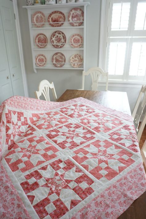 Three Quilts in One Month | Quilting in the Rain Small Sewing Space, Black And White Quilts, Red And White Quilts, Fat Quarter Quilt, Sampler Quilts, Cute Quilts, Pretty Quilt, Star Quilt Blocks, Pink Quilts