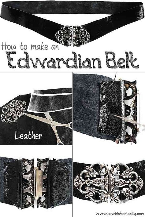 How To Make An Edwardian Leather Belt Fantasy Belt Pattern, Edwardian Belt Pattern, Edwardian Dip Waist Belt, Vintage Fitted Belted Corset Belt, Edwardian Belt, Adjustable Vintage Corset Belt, Victorian Belt, Diy Leather Belt, Victorian Outfits