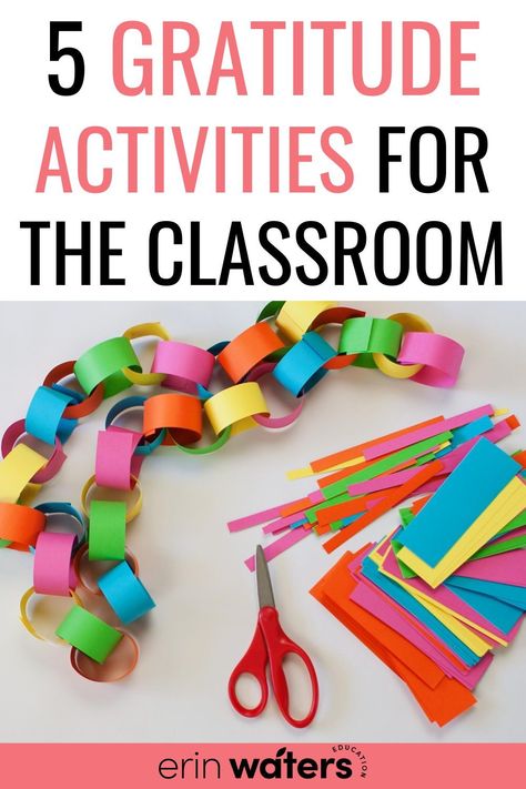 Are you looking for a K-2 classroom activity that you can use with your students to practice gratitude? Check out today’s blog post for 5 of my favorite gratitude activities that you can use in your elementary classroom. Simple classroom activities like the gratitude chain, starting morning meetings with one minute gratitude thoughts, and using gratitude journal prompts in your writing centers. You won’t want to miss the rest of these gratitude ideas that you can include in your lesson plan. Gratitude Activities For Elementary Students, Gratitude Classroom Display, Gratitude Counseling Activities, Gratitude Activities For Kindergarten, Gratitude Classroom Activities, Gratitude Lessons Elementary, Gratitude Activities For Teens, Sel Activities For Elementary School, Gratitude Chain