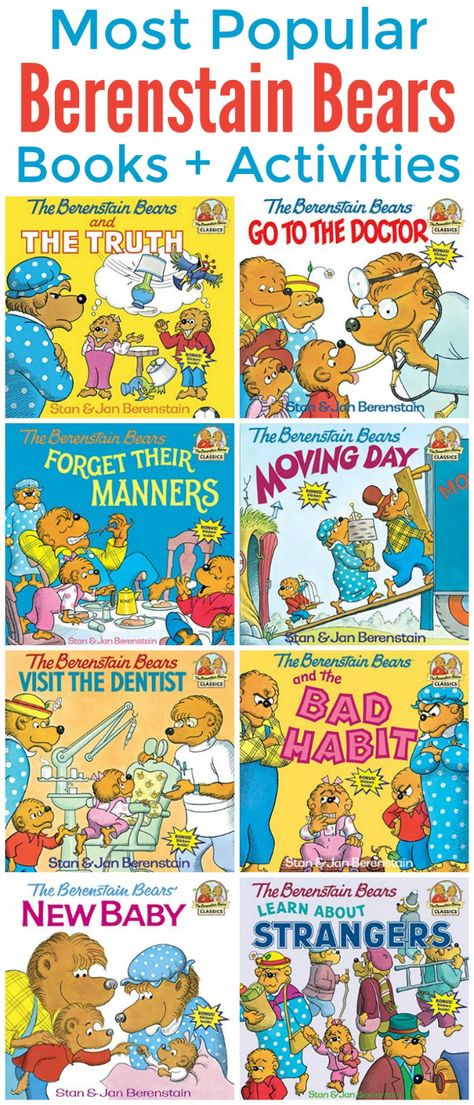 Top 10 Most Popular Berenstain Bears Books + Activities | Mommy Evolution Bearenstine Bears Books, Berenstain Bears Activities, Bernstein Bears, Bernstein Bear, 1st Grade Books, Easy Chapter Books, Books And Activities, Nostalgic Childhood, Boxcar Children