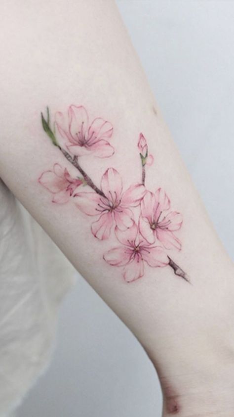 Cherry Blossom Tattoos, Tattoo Fixes, Mum Tattoo, Purple Tattoos, Sakura Tattoo, Cherry Tattoos, Cool Wrist Tattoos, Flower Tattoo Shoulder, Cherry Blossom Tattoo