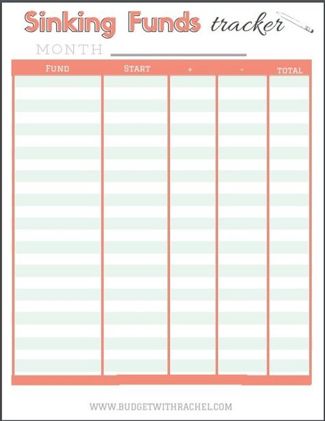 How to Track Your Sinking Funds + Free Printable Tracker - Budget with Rachel Sinking Fund Tracker Printable Free, Sinking Funds Tracker Free Printable, Sinking Funds Printable Free, Free Printable Tracker, Sinking Fund Tracker, Sinking Funds Tracker, Money Challenges, Free Budget Printables, Budget Spreadsheet Template