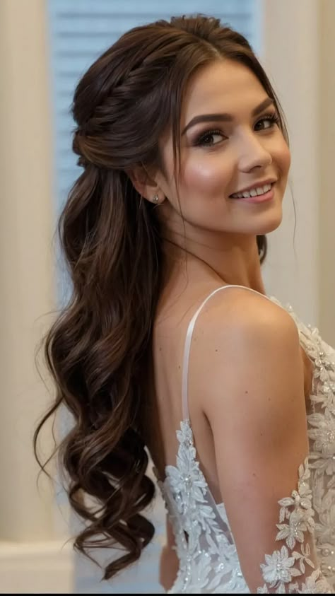 Knotting the Right Hair: 15 Bridesmaid Styles to Explore - Fads Hair Styling Bridesmaid, Medium Hairdo Wedding, New Hairstyles For Marriage, Half Do Hairstyles Wedding, Wedding Cute Hairstyles, Hairstyle Ideas For Bridesmaids, Simple Half Up Wedding Hairstyles, Hairstyles For Weddings Medium Length, Hairstyles Wedding Ponytail