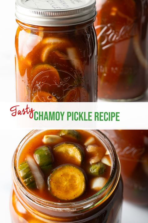 How to Make Chamoy Pickles - These spicy, sweet, and tangy refrigerator pickles come together in just 15 minutes with a handful of ingredients like apple cider vinegar and Tajin seasoning. They are delicious for snacking and even make a great gift for the holidays! | A Spicy Perspective Tajin Pickles, Chamoy Pickles, Sweet Hot Pickles, Veggie Hummus Wrap, Best Pickles, Spicy Pickles, Pickle Butter, Homemade Pickles, Cold Home Remedies