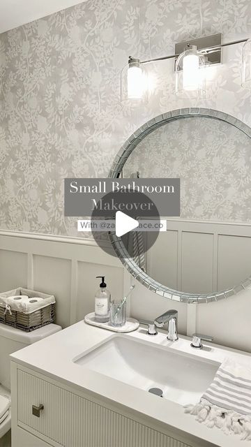 GlucksteinHome on Instagram: "@zahrasplace.co just transformed her bathroom into a space she’s thrilled to be spending time in 🙌 And that’s really the goal of any great room makeover, isn’t it?

Thinking of updating your bathroom sometime soon? We’ve got you covered with affordable designs that add comfort and style to everyday routines.

Items featured:
Somerset vanity in white
Jardin peel + stick wallpaper
Carlyle vanity light in nickel
Felix bath hardware in chrome
Hammam spa towels" Hammam Spa, Her Bathroom, Small Bathroom Makeover, Spa Towels, Bath Hardware, Peel Stick Wallpaper, Great Room, Vanity Light, Bathroom Makeover