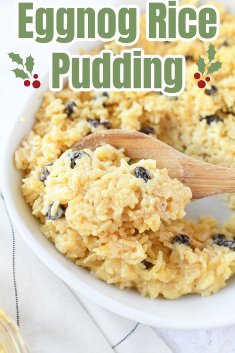 Egg Nog Rice Pudding Recipe, Eggnog Tapioca Pudding, Eggnog Rice Pudding Recipe, Eggnog Rice Pudding, Crockpot Rice Pudding, Egg Nogg, Waffle Cone Recipe, Holiday Flavors, Easy Eggnog