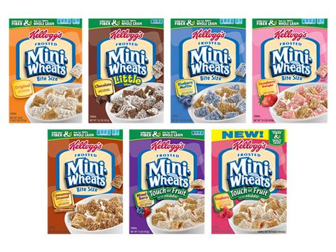 Cereal Eats: We Try All the Flavors of Kellogg's Frosted Mini-Wheats | Serious Eats Mini Wheats Cereal, Frosted Mini Wheats, New Cereal, Cereal Packaging, Mini Wheats, Chocolate Cereal, Wheat Cereal, Strawberry Delight, Fruit Filling