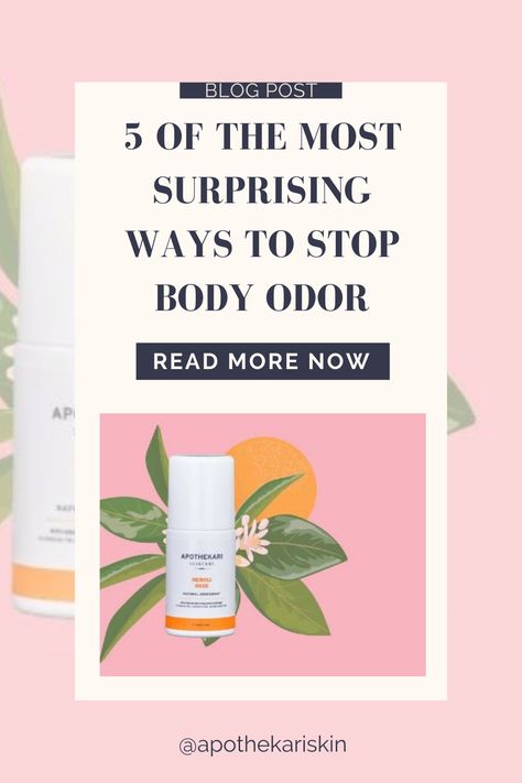 Here's 5 ways to stop body odor. They may surprise you! Plus switch to a natural deodorant that works. Formulated with odor eliminating enzymes, plus bacteria fighting lactic acid, Apothekari's natural deodorants last all day long--without that weird, "I'm covering up something up" smell on your body. Free from aluminum, parabens and baking soda. Read blog to learn more. body odor remedies, body odor causes, body odor remedies woman, personal hygiene for women Body Odor Remedies Woman, Hygiene For Women, Body Odor Remedies, Odor Remedies, Natural Deodorant That Works, Underarm Odor, Deodorant For Women, Metabolic Disorders, Excessive Sweating