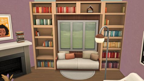 Book Nook Kit recolor | Patreon Sims 4 Book Nook, Book Nook Kit, Bedroom Nook, Sims 4 Bedroom, Office Nook, Sims 4 Gameplay, Sims 4 Build, Book Nook, Book Nooks