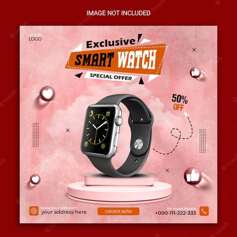 Premium PSD | Exclusive smart watch social media post. Watch Social Media Post, Media Post, Social Media Post, Smart Watch, Social Media, Media