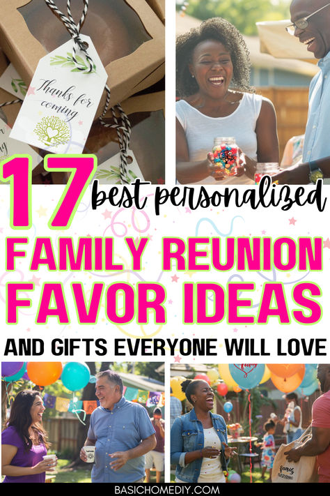 Find the 17 best personalized family reunion favor ideas and gifts that kids and adults will love. Discover a variety of fun party favor ideas for all ages. Get DIY family reunion party favor ideas and easy gift bag ideas, or personalized family reunion t-shirts, custom tote bags, and family reunion drawstring backpacks. Get inspired with family reunion custom cups, coffee mugs, key chains, and bracelets. These fun family reunion party ideas are perfect for creating lasting memories. Gifts For Family Reunion, Door Prize Ideas For Family Reunion, Party Favors For Family Reunion, Family Reunion Keepsakes Ideas, Family Reunion Gift Basket Ideas, Family Reunion Cups, Family Reunion Swag Bag Ideas, Thanksgiving Family Reunion Ideas, Family Reunion Door Prize Ideas