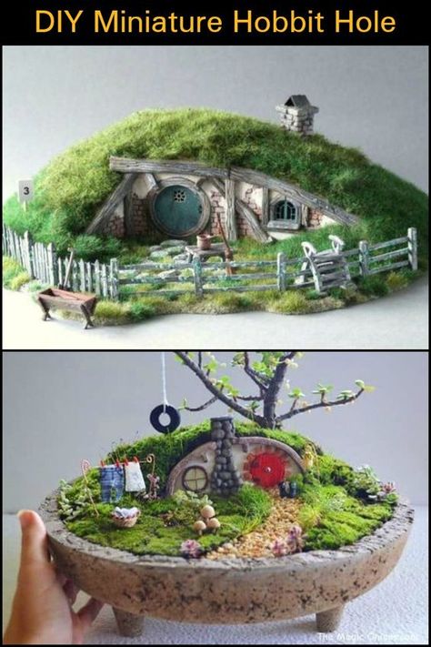 These DIY miniature hobbit holes will make for an enchanting addition to your fairy garden. Casa Do Hobbit, Fairy Garden Design Ideas, Miniature Garden Design, Diy Miniature Garden, Hobbit Garden, Hobbit Holes, Miniature Garden Decor, Diy Fairy Garden, Fairy House Diy