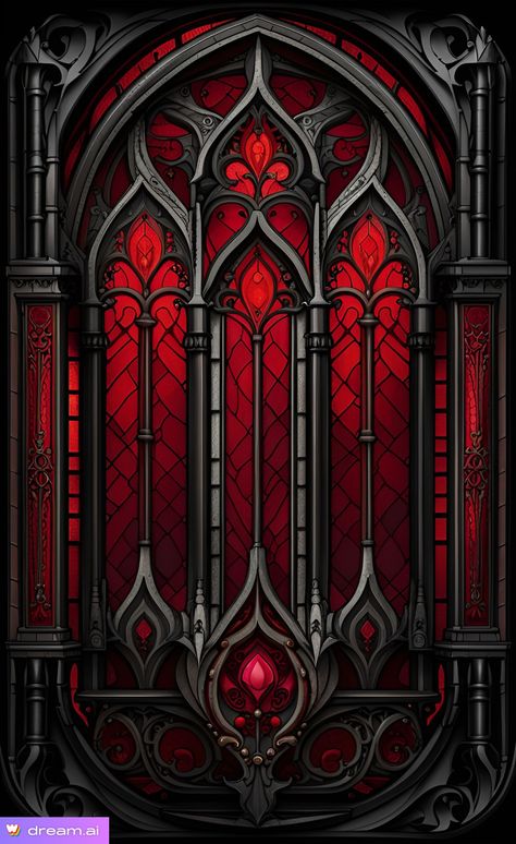 Dream by WOMBO Stained Glass Background, Stained Glass Tattoo, Red And Black Wallpaper, Gothic Windows, Glass Window Art, Dream By Wombo, Cathedral Architecture, Stained Glass Paint, Phone Art