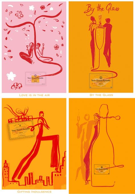 Procreate Projects, Hotel Photoshoot, Veuve Cliquot, Champagne Campaign, Funny Illustrations, Veuve Clicquot Champagne, Happy June, Champagne Bar, Spring Mood