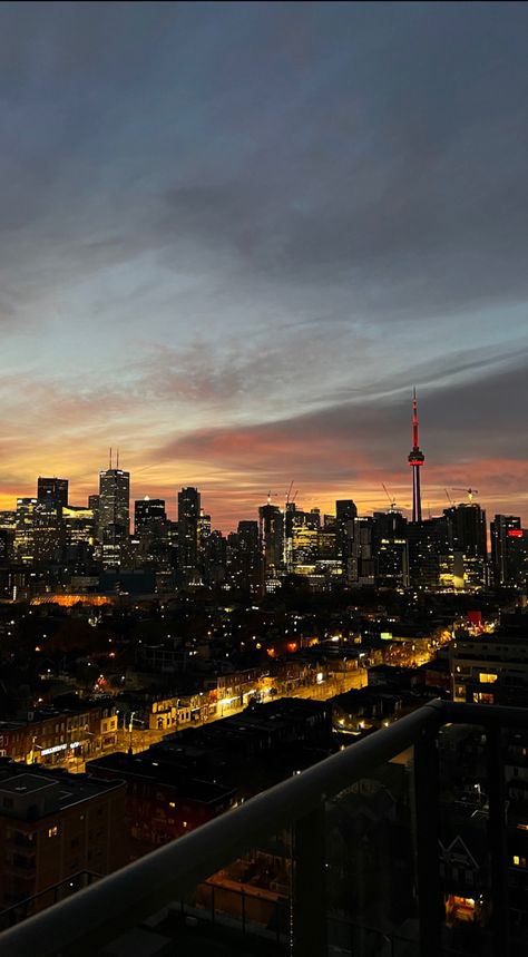 Toronto Sunset Aesthetic, Toronto Condo View, New York Balcony, Toronto Penthouse, Toronto Wallpaper, Toronto At Night, Break From Toronto, Canada Toronto City, Toronto View