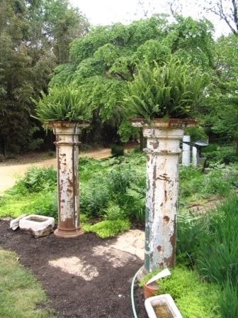 antique 004 Old Porch Columns Repurposed, Garden Columns Ideas, Old Columns Repurposed, Garden Columns, Decorative Pedestal, Blooming Branches, Porch Posts, Garden Junk, Chippy Paint