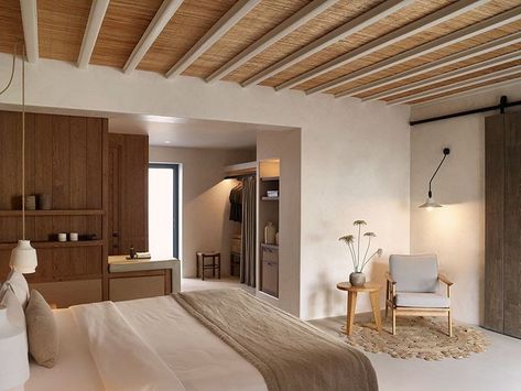 Scottish Estate, Bamboo Ceiling, Mykonos Hotels, Hotel Room Design, Hotel Bedroom, Hotel Interiors, Hotel Boutique, Hotel Interior, Stunning Interiors