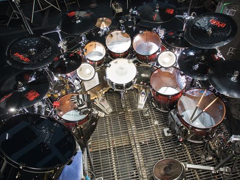 Drum kits of the pros: stars' live and studio drum setups in pictures | MusicRadar Double Bass Drum Set, Female Drummer, Joey Jordison, Drum Band, Drums Art, Pearl Drums, Metal Drum, Set Ideas, Drummer Boy