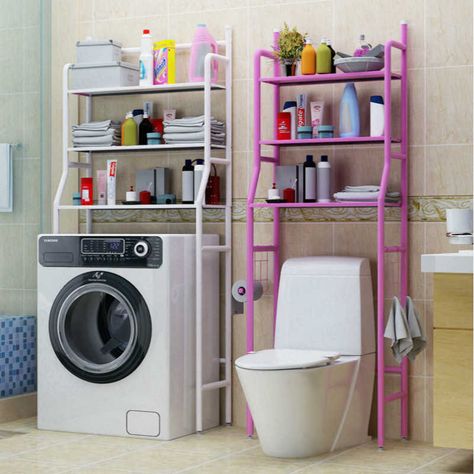 Bathroom Space Saver Storage Shelf Over Toilet With Roll Holder And Towel Hook，Kitchen Washing Machine Storage Holder，3 Tier|Storage Shelves & Racks| - AliExpress Toilet Rack, Machine Storage, Bilik Air, Laundry Rack, Towel Shelf, Laundry Washing Machine, Over Toilet, Bathroom Storage Racks, Kitchen Storage Rack