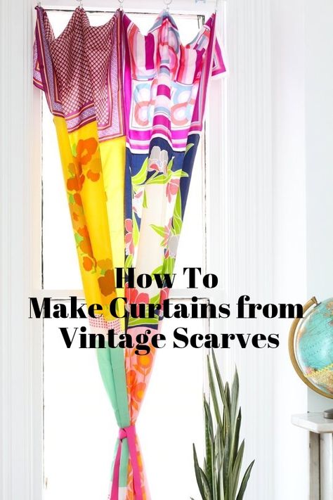 Diy Scarf Curtains, Silk Scarf Curtain, Scarves As Curtains, Decorate With Scarves, Bedroom Window Curtains Ideas, Repurpose Scarves, Hippy Bathroom, Repurposed Scarves, Window Curtains Ideas