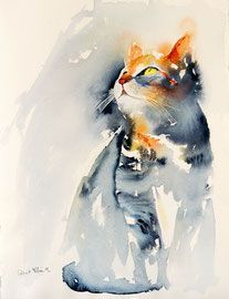 Martine Saint Ellier - Site de saumurclipart ! Watercolor Impressionism, Watercolour Birds, Watercolor Cats, Animals Tattoo, Cats Art Drawing, Hur Man Målar, Cats Art, Watercolor Cat, Watercolor Artists