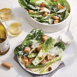 Caesar Salad with Garlicky Croutons Classic 7 Layer Salad, Southwest Ceaser Salad Panera, 7 Layered Salad Recipe Classic, The Tipsy Housewife Seven Layer Salad, Seven Layered Salad Classic, Side Dishes For Salmon, Crouton Recipes, Kale Caesar Salad, Side Salad Recipes