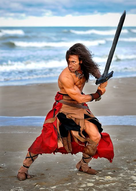 Conan the Barbarian Using The Force Pose, Swordman Pose, Barbarian Reference, Pose Reference Swordman, Barbarian Pose Reference, Defensive Pose Reference, Modele Fitness, Life Drawing Reference, Action Pose Reference