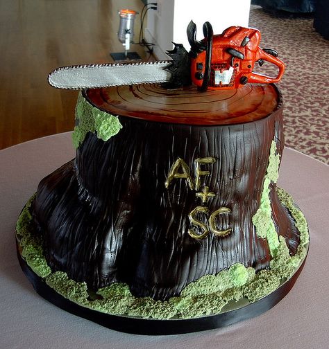 Firefighter Grooms Cake | love to carved initials really great cake amsterdam cakes by zobot Firefighter Grooms Cake, Chainsaw Cake, Happy Birthday Eric, Harry Potter Chess Set, Wedding Day Cake, Twilight Birthday, November Snow, Harry Potter Chess, Boot Cake