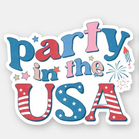 Create your own Custom-Cut Vinyl Sticker | Zazzle.com Red White Blue Party, Sticker With Text, America Independence Day, Party In The Usa, Red Party, Blue Poster, Usa Patriotic, Blue Party, Fathers Day Cards