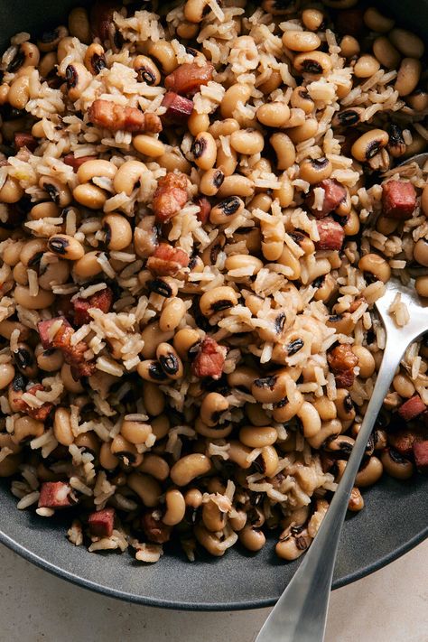 Black-Eyed Peas and Rice Recipe - NYT Cooking Hoppin John Recipe, Hoppin John, Salt Pork, Green Eating, Beans And Rice, Year Book, Rice And Peas, Rice Ingredients, Nyt Cooking