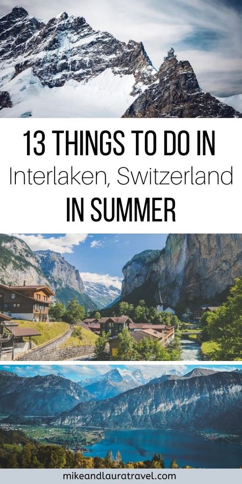 The 13 best things to do in Interlaken, Switzerland in the summer. The best hikes and activities in Interlaken including paragliding, skydiving, canyoning, and more. Plan your travel itinerary to Interlaken using this extensive guide. #interlaken #switzerland #travel Gruyeres Switzerland, Blausee Switzerland, Things To Do In Switzerland, Wengen Switzerland, Switzerland Summer, Switzerland Photography, Travel Switzerland, Europe 2023, Hiking Destinations