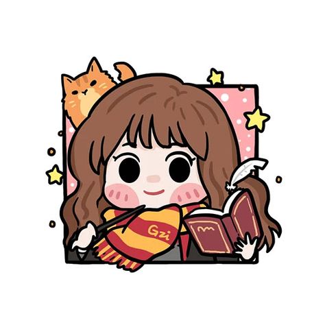 Hermione Cartoon, Hermione Granger Drawing, Harry Potter Art Drawings, Disney Cuties, Harry Potter Illustrations, Cute Harry Potter, Kawaii Disney, Disney Princess Fan Art, Cute Disney Drawings