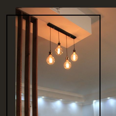 Ceiling Partition Design, Entry Partition, Temple Design For Home, Temple Design, Partition Design, Design For Home, Ceiling Design, Hanging Lights, Temple