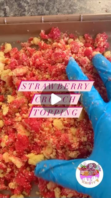 Kristy’s on Instagram: "Strawberry 🍓 Crunch Topping!!!! The FULL RECIPE is available via the link in my bio  #strawberrycrunch #strawberry #strawberries🍓 #strawberrycrunchcake #strawberrycrunchtopping #cake #cakedecorating #cakes #fyp #kristys #chefkristea" Strawberry Crunch Crumble, Strawberry Crunch Cake, Conversation Pit, Strawberry Crunch, Crunch Recipe, Stick Butter, Crunch Cake, Seasoning And Spice, Strawberry Jello