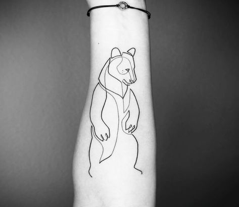 Tattoo photo - Bear tattoo by Mo Ganji Tattoo Ideas Bear, Simplistic Bear Tattoo, Bear Line Tattoo, Outline Bear Tattoo, Bear Line Drawing Tattoo, Line Work Bear Tattoo, Papa Bear Tattoo, Grizzly Bear Tattoos, Mo Ganji