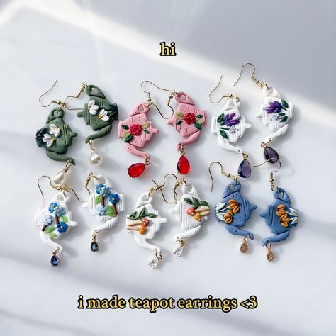 i made teapots for your ears ⊹˚. ♡ i have no tea to spill but i do have these🤍🫖 teapot earrings will be in my shop saturday (march 16 1PM pacific) if they suit anyone’s fancy hah Teapot Earrings, March 16, Tea Pots, I Shop, Tea, Quick Saves