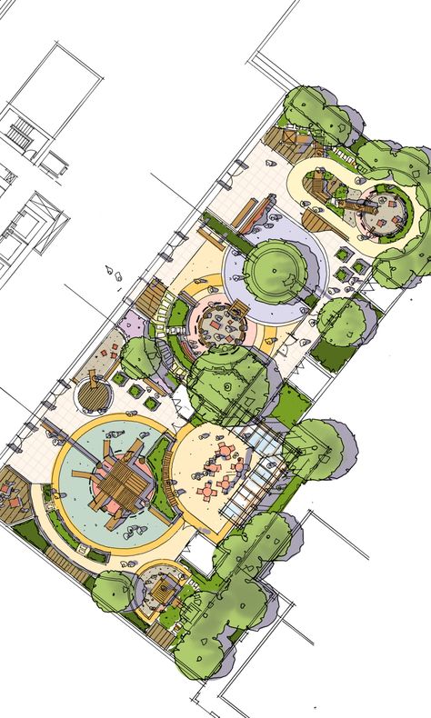 Open Space Landscape Design, Pocket Park Design Plan, Public Garden Design Plan, Recreational Park Design Ideas, Urban Park Design Plan, Community Garden Plan, Park Plan Landscape, Park Architecture Plan, Landscape Design Drawings Plan