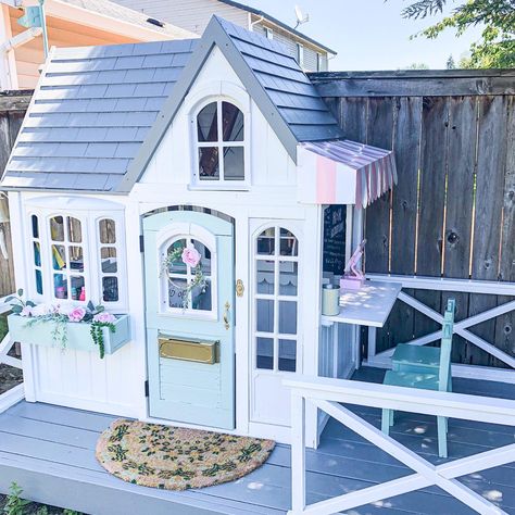 Costco Playhouse, Cedar Playhouse, Custom Playhouse, Playhouse Kits, Wood Playhouse, Custom Backyard, Playhouse Plans, Diy Playhouse, Backyard Playhouse