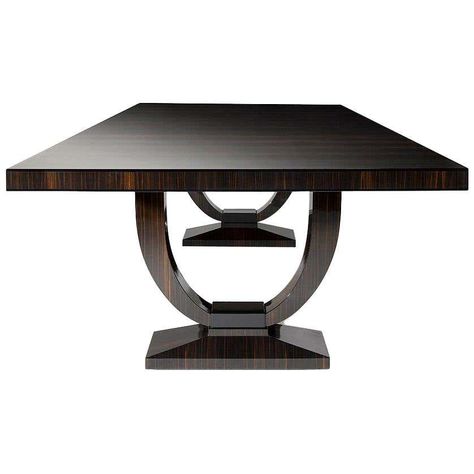 Grace Dining Table in High Gloss Macassar Ebony For Sale at 1stdibs Hollywood Regency Dining Room, Timeless Dining Table, Art Deco Dining Table, Art Deco Dining Room, Luxury Dining Tables, Mahogany Dining Table, Art Deco Dining, Macassar Ebony, Dining Room Table Chairs