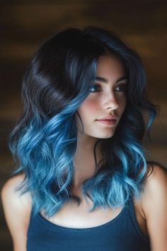 #BlurHairIdeas #HairInspo #HairTrends #BlurryHair #HairGoals #CreativeHairstyles #HairArt #HairDesign #StylishHair #HairFashion Purple Into Blue Ombre Hair, Ombré Hair Blue, Blue Color Melt Hair, Hair Color Ideas Multicolor, Blue Hair Gradient, Blue Brunette Hair, Brunette And Blue Hair, Blue To Purple Ombre Hair, Dark Blue Hair Ombre